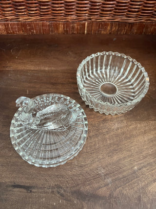 Vintage glass swan trinket dish