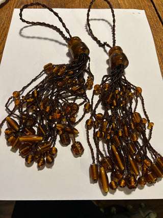 Brown Glass Beaded Tassel