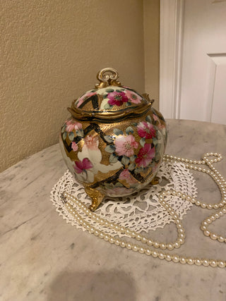 Antique Nippon porcelain biscuit barrel stamped