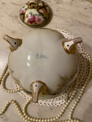 Antique Nippon porcelain biscuit barrel stamped