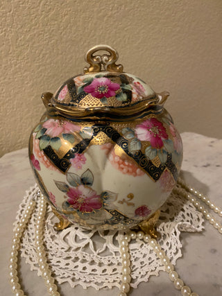 Antique Nippon porcelain biscuit barrel stamped