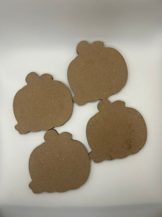 Wood Pumpkin Coaster Set in Holder