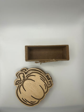 Wood Pumpkin Coaster Set in Holder