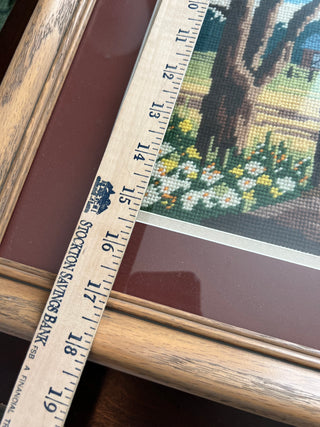 Vintage country chapel framed needlepoint