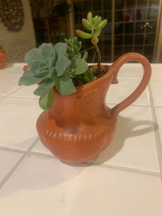 Succulent mix in 41/2” brown creamer
