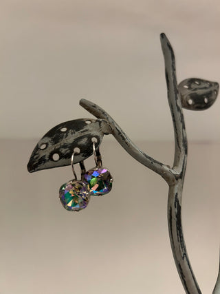 Sterling Silver Glass Iridescent Earrings