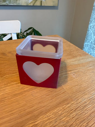 Frosted Glass Candle Holder Heart Cutout