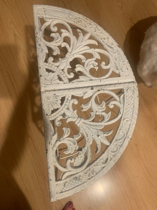 Vntg wrought iron half patio table