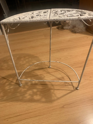 Vntg wrought iron half patio table