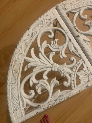 Vntg wrought iron half patio table