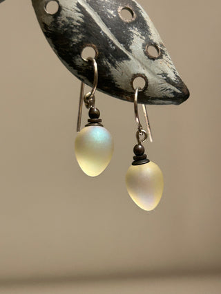 Yellow Owen Glass Frosted Teardrop Earring