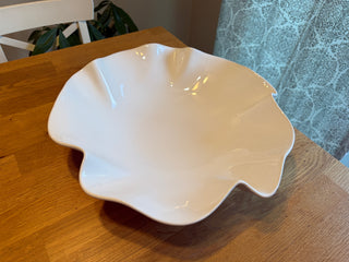 Crate & Barrel White Ruffle Bowl