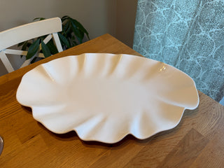 Crate & Barrel White Ruffle Platter