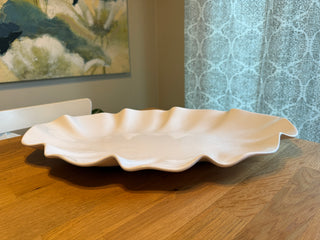 Crate & Barrel White Ruffle Platter