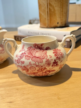 Vintage Clarice Cliff "Charlotte" Royal Staffordshire Pink Transferware Creamer & Sugar Set