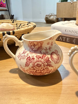 Vintage Clarice Cliff "Charlotte" Royal Staffordshire Pink Transferware Creamer & Sugar Set