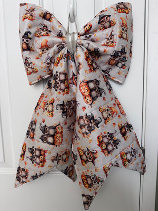 Door Bow - Handmade -  Fall - Owls & Pumpkins