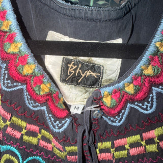 Johnny Was Linen Dress Embroidered Floral