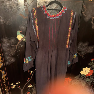 Johnny Was Linen Dress Embroidered Floral