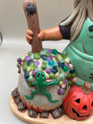 1980's Bisque Hand Painted Witch LIGHTS UP