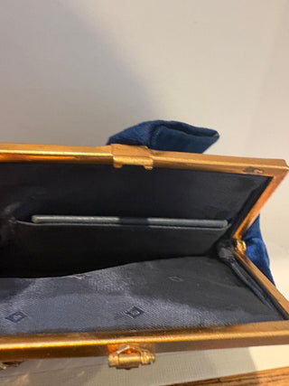 Vtg. (1930-40) Belgian Art Deco Blue Velvet clutch