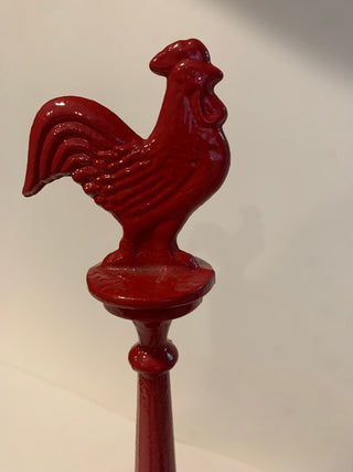 Red cast-iron rooster paper towel holder