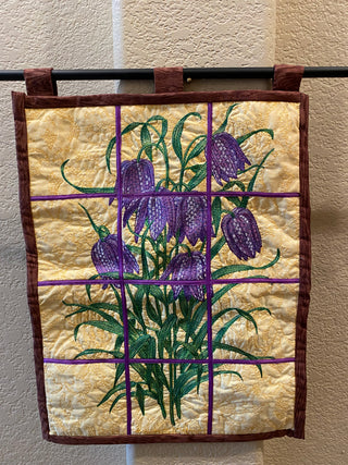 Fritillaria Mellagris embroidered wall hanging rcd