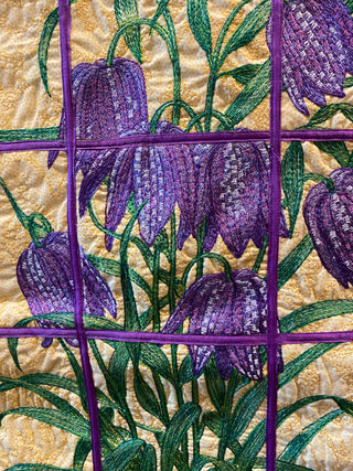 Fritillaria Mellagris embroidered wall hanging rcd