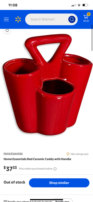 Red 4 section ceramic caddy