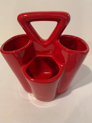 Red 4 section ceramic caddy