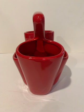 Red 4 section ceramic caddy
