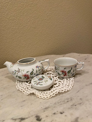 Vtg porcelain Andrea by Sadek 3 pc tea set