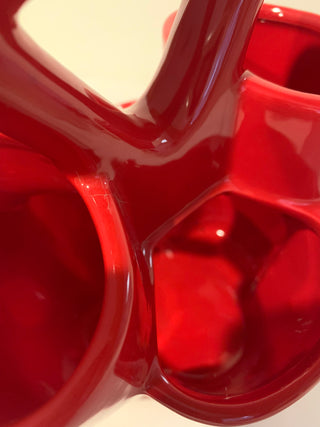 Red 4 section ceramic caddy