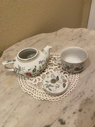Vtg porcelain Andrea by Sadek 3 pc tea set