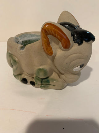 Vntg hand painted pottery donkey ashtray