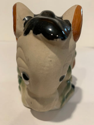 Vntg hand painted pottery donkey ashtray