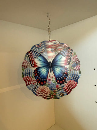 Red, White and Blue  Butterfly Windspinner