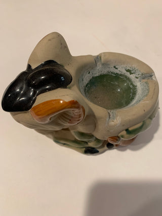Vntg hand painted pottery donkey ashtray