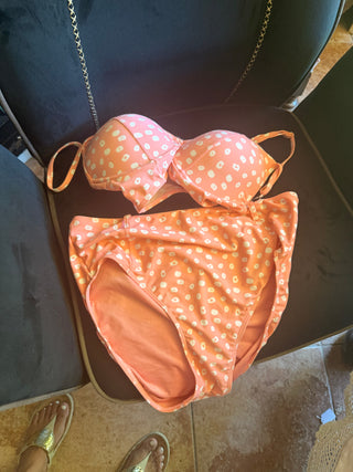 Juicy Couture 2 piece bikini swim suit Top L and bottom XL