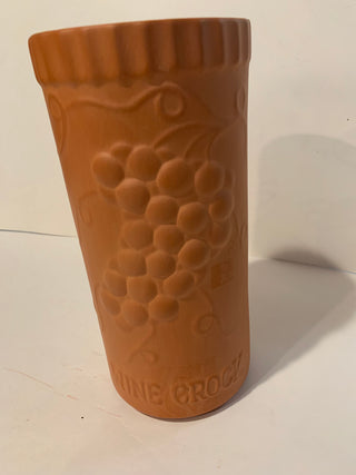 Vntg terra-cotta wine chiller grape design