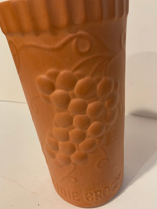 Vntg terra-cotta wine chiller grape design