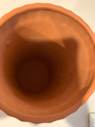 Vntg terra-cotta wine chiller grape design