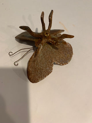 Vntg rustic cast iron butterfly decor