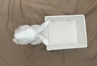 WILLIAMS SONOMA WHITE CERAMIC BUNNY W/CART