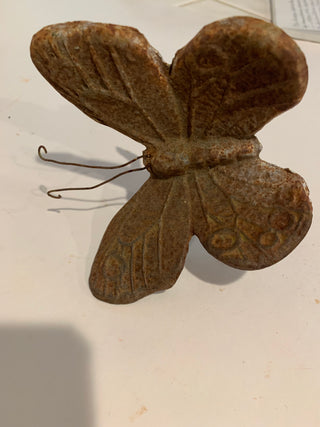 Vntg rustic cast iron butterfly decor