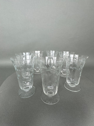 Vintage Mid-Century Cut Crystal Stemware Suite — Grape & Vine, 31 Pieces, Six Shapes
