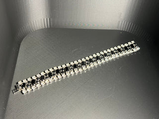 7" Rhinestone Bracelet, Black/Silver