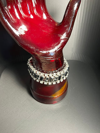7" Rhinestone Bracelet, Black/Silver