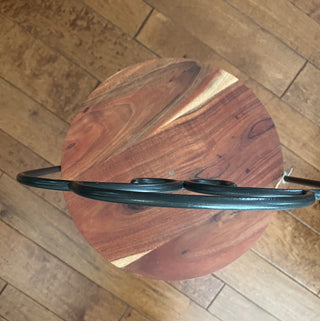 LARGE IRON & WOOD TRIPLE SERVING TRAY