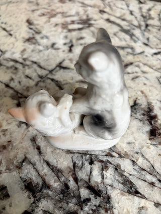 Vintage Japanese Hand Painted Playful Cats Figurine
